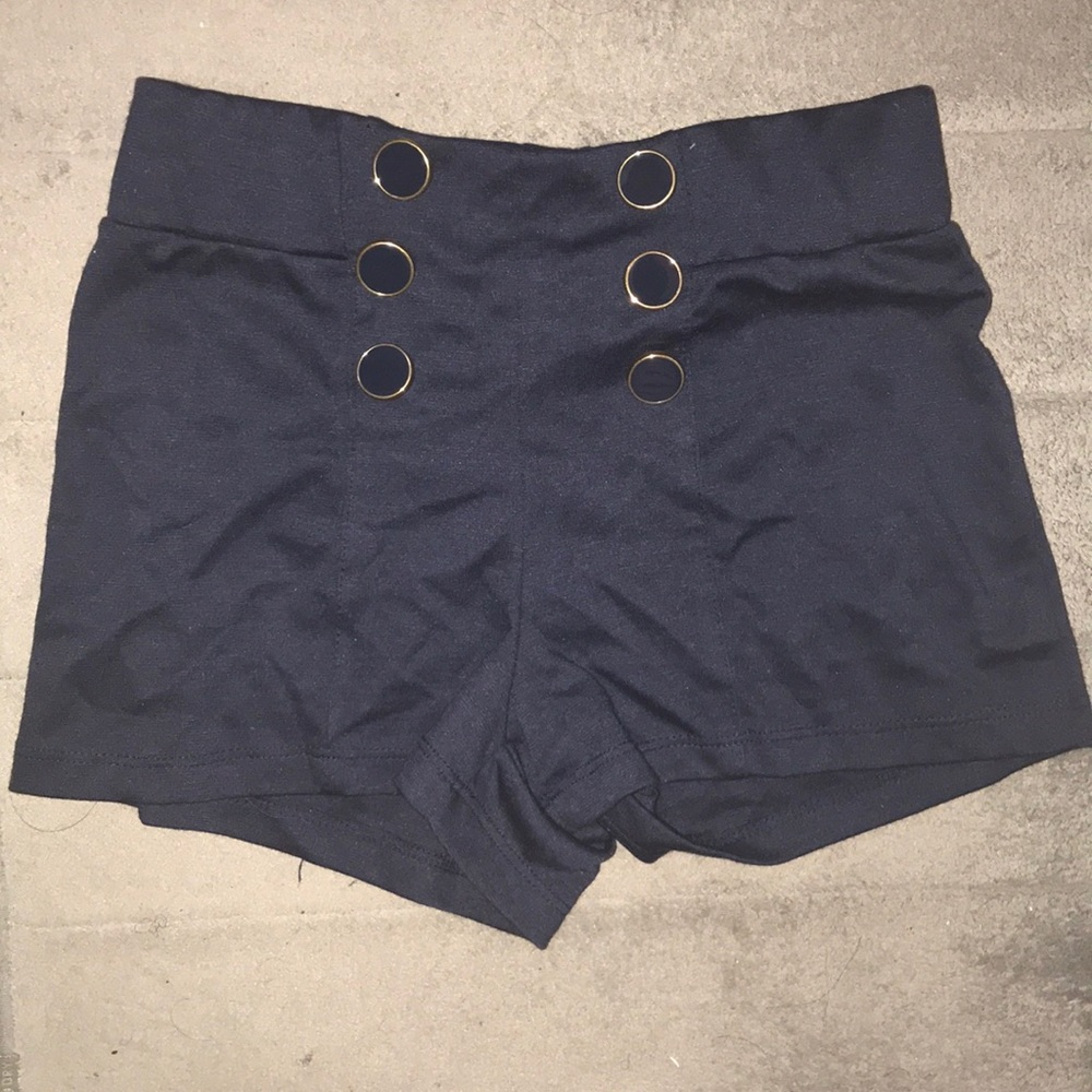 Navy blue shorts with buttons